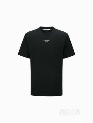 Calvin Klein 22春夏新款男士圆领纯棉简约胶质LOGO短袖T恤J320949