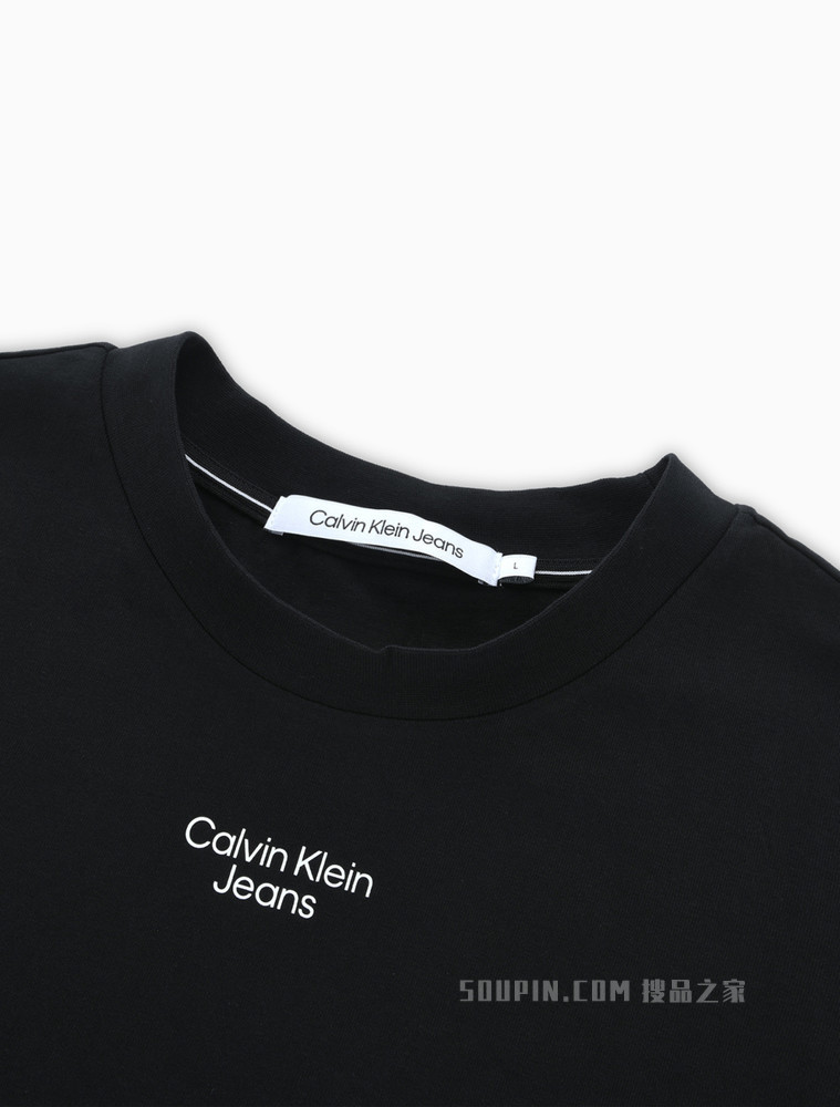 Calvin Klein 22春夏新款男士圆领纯棉简约胶质LOGO短袖T恤J320949