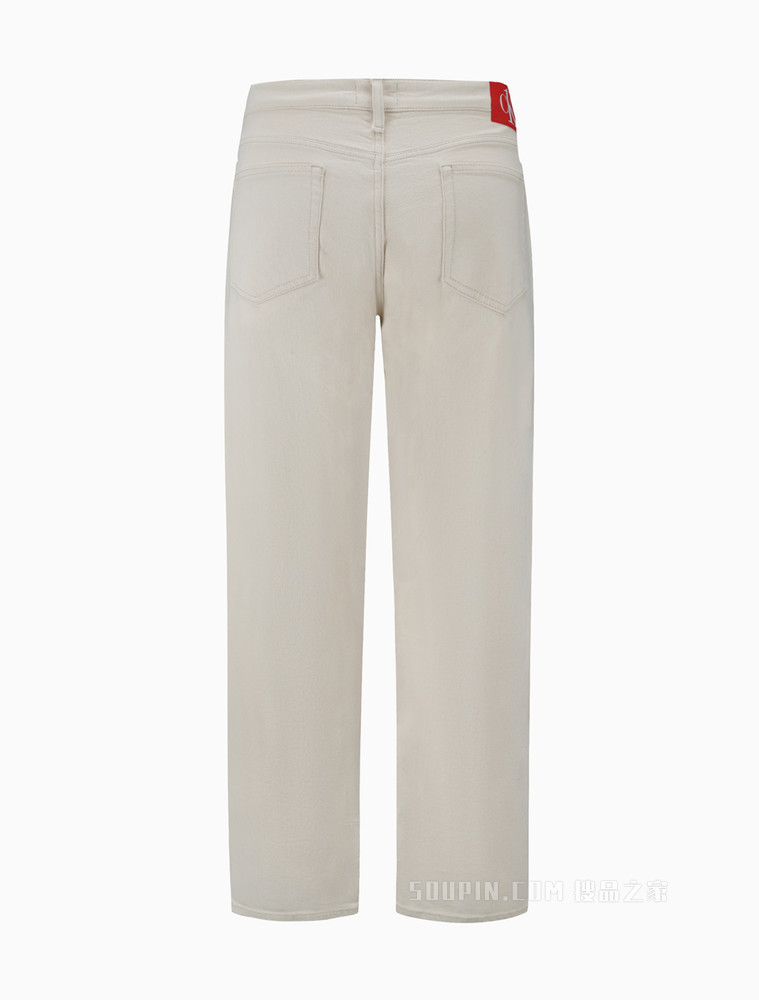 Calvin Klein 22春夏新款男士LOGO贴片水洗拉链宽松阔腿牛仔裤J320995
