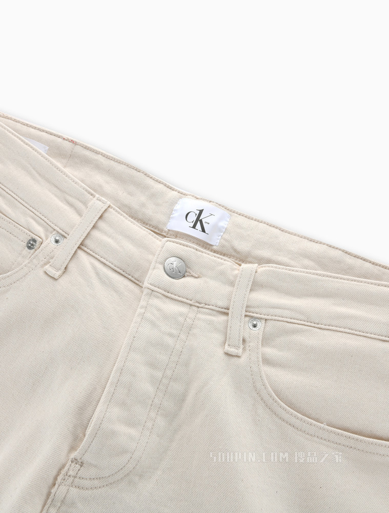 Calvin Klein 22春夏新款男士LOGO贴片水洗拉链宽松阔腿牛仔裤J320995