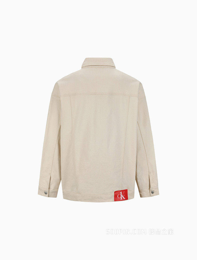 Calvin Klein 22春夏男女同款机能风翻领排扣刺绣牛仔夹克外套J400163