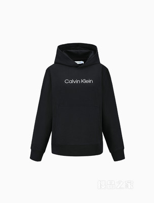 Calvin Klein 22春夏女士时尚纯棉连帽简约刺绣LOGO套头卫衣40WH106