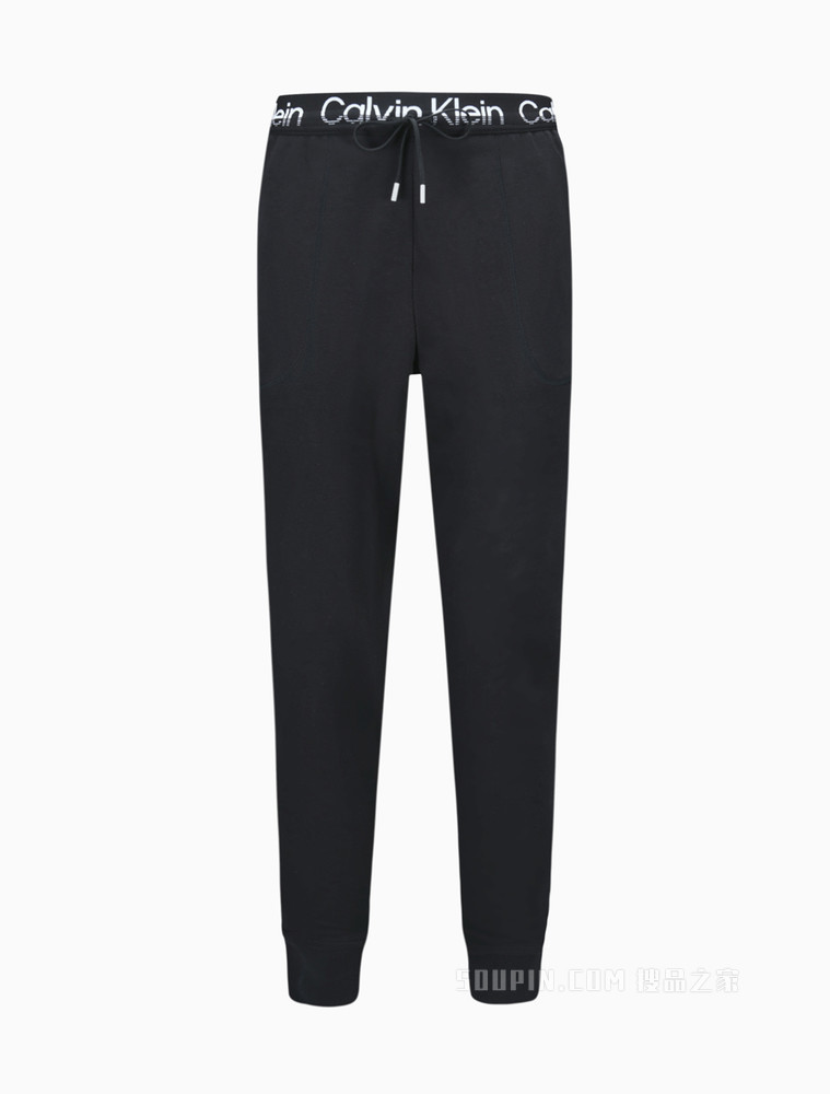 Calvin Klein 22春夏男士时尚循环LOGO织带抽绳束脚运动休闲裤4MS2P600