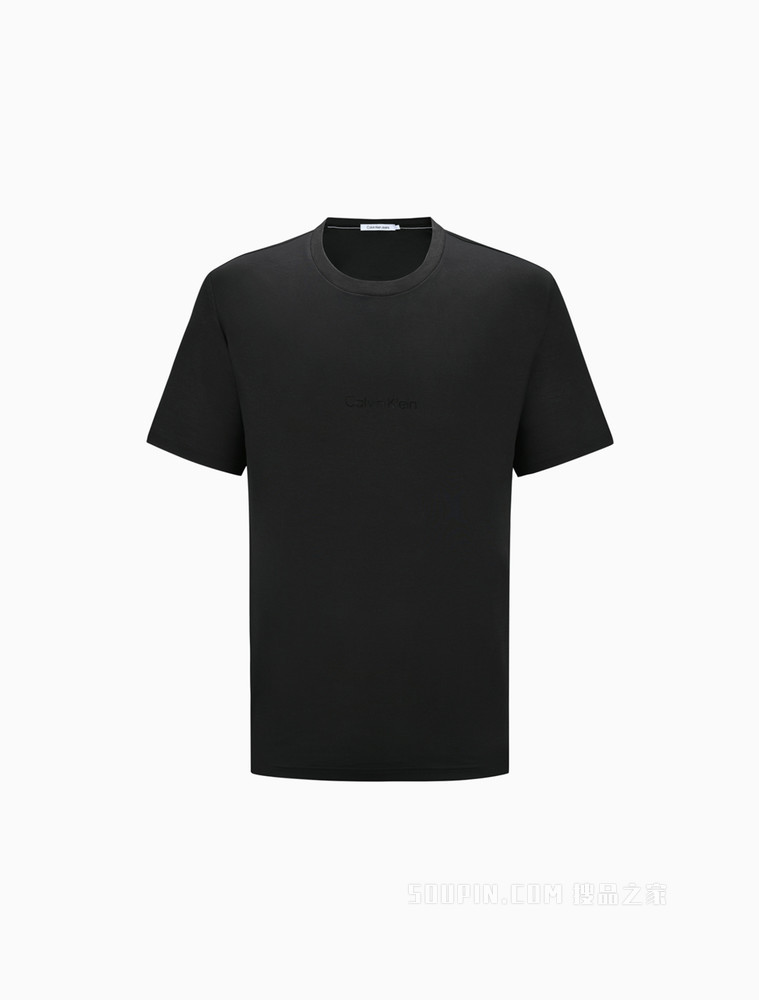 Calvin Klein 22春夏男士时尚圆领透气纯棉简约胶质LOGO短袖T恤J320573
