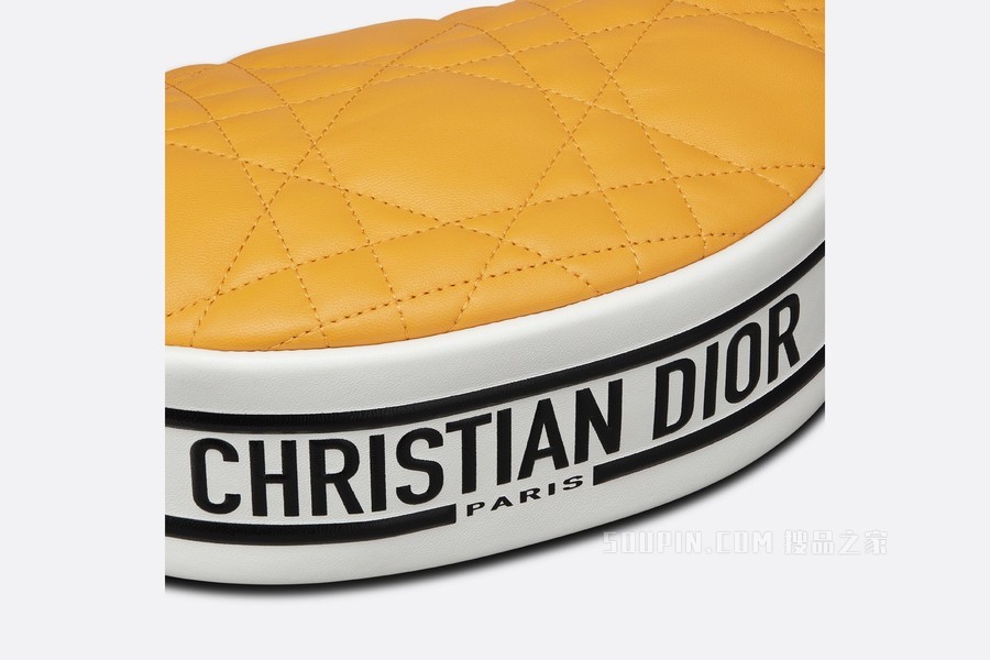 小号 Dior Vibe Hobo 手袋 芥末黄色羊皮革超大藤格纹