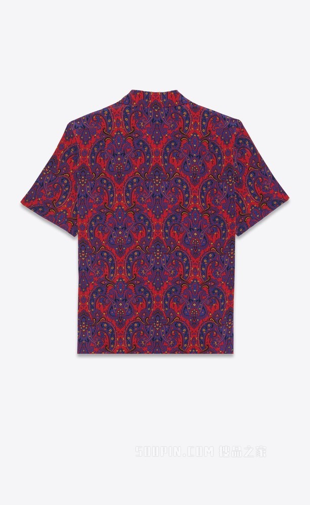 复古佩斯利双绉鲨鱼领衬衫