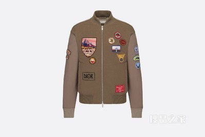 DIOR AND JACK KEROUAC Teddy 短夹克 棕色羊毛毛毡平纹针织面料