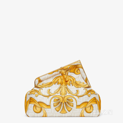 Fendi First中号手袋 Fendace白色印花桑蚕丝手袋