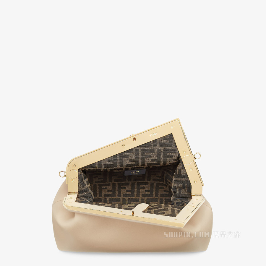 Fendi First中号手袋 浅米色皮革手袋