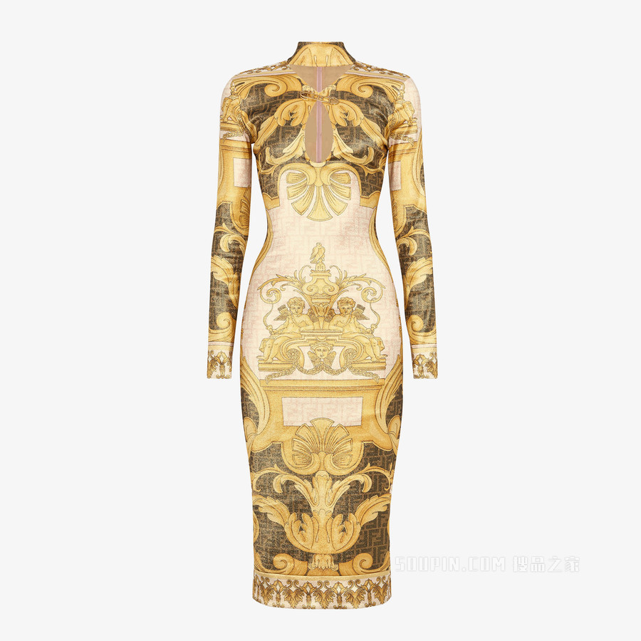 连衣裙 Fendace拼色针织连衣裙