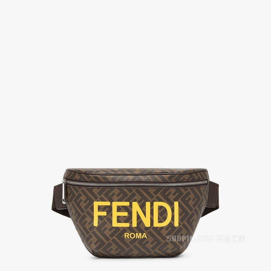 腰包 棕色FF布料腰包