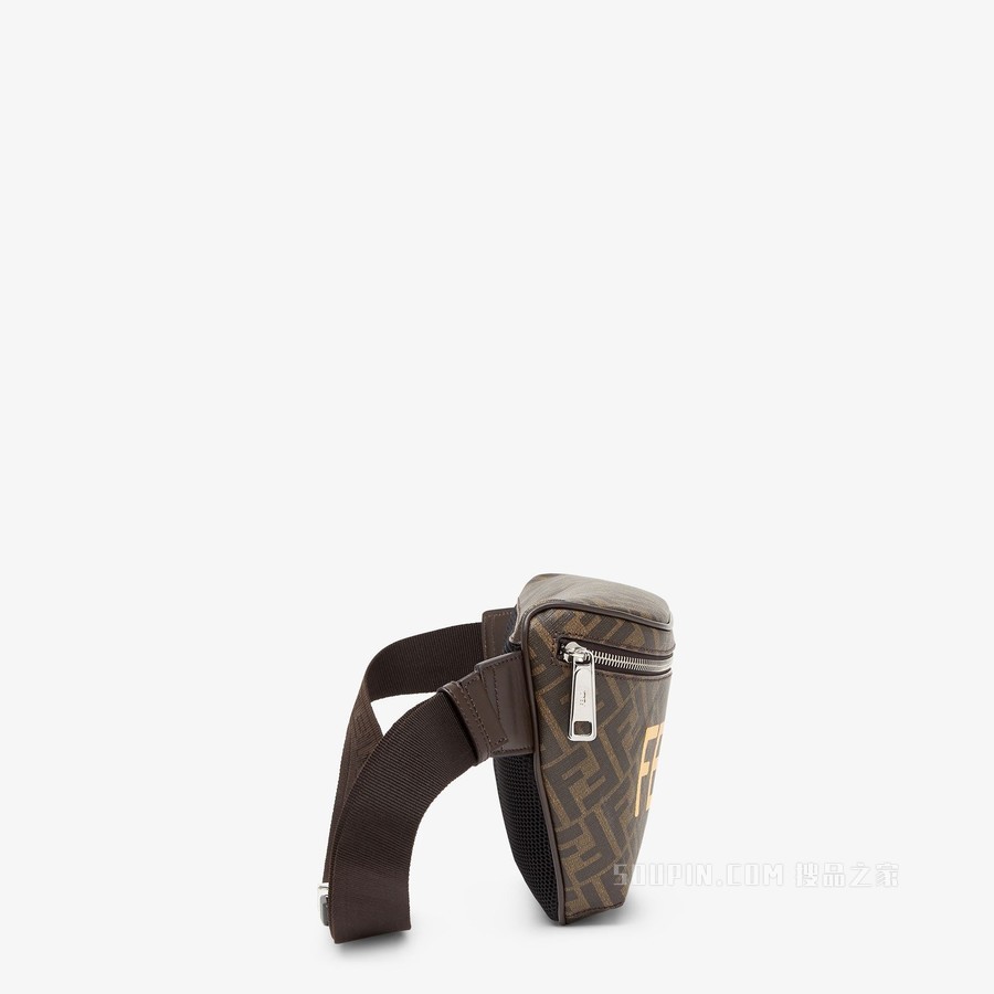 腰包 棕色FF布料腰包