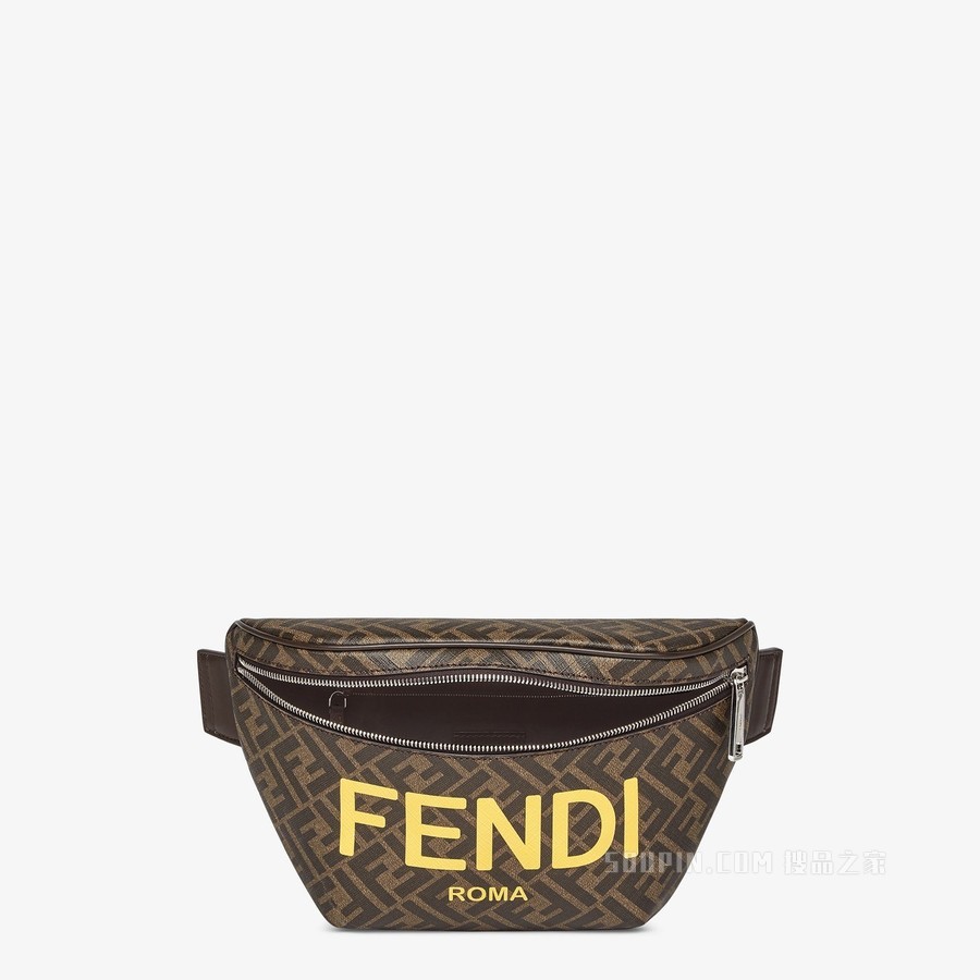 腰包 棕色FF布料腰包