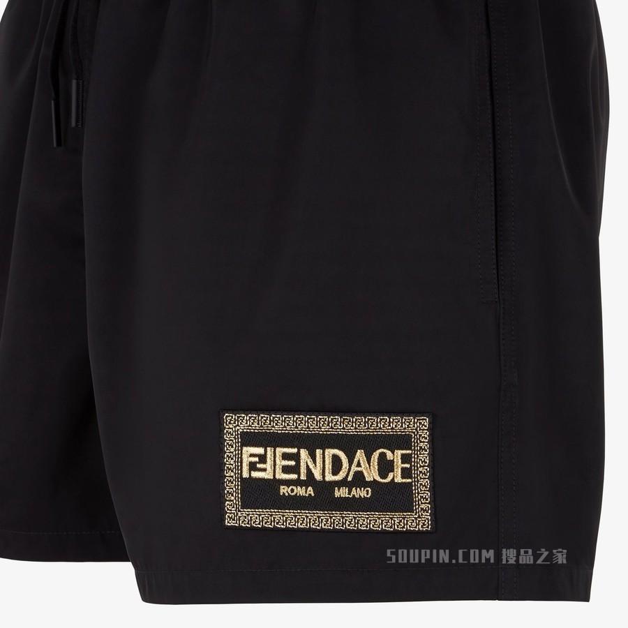 游泳短裤 Fendace徽标黑色尼龙短裤