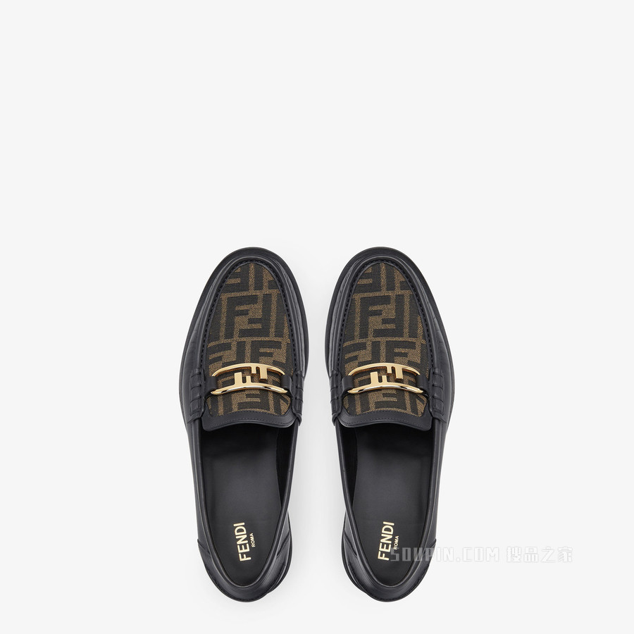 Fendi O’Lock乐福鞋 黑色皮革乐福鞋