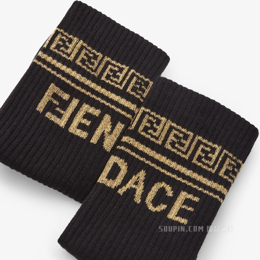 袜子 Fendace徽标黑色棉袜