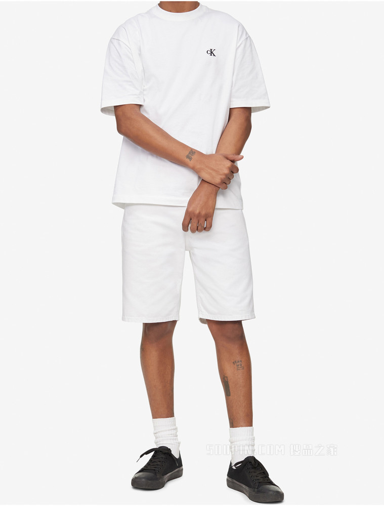 Calvin Klein 22春夏新款男士休闲纯棉圆领刺绣LOGO短袖T恤40HM229