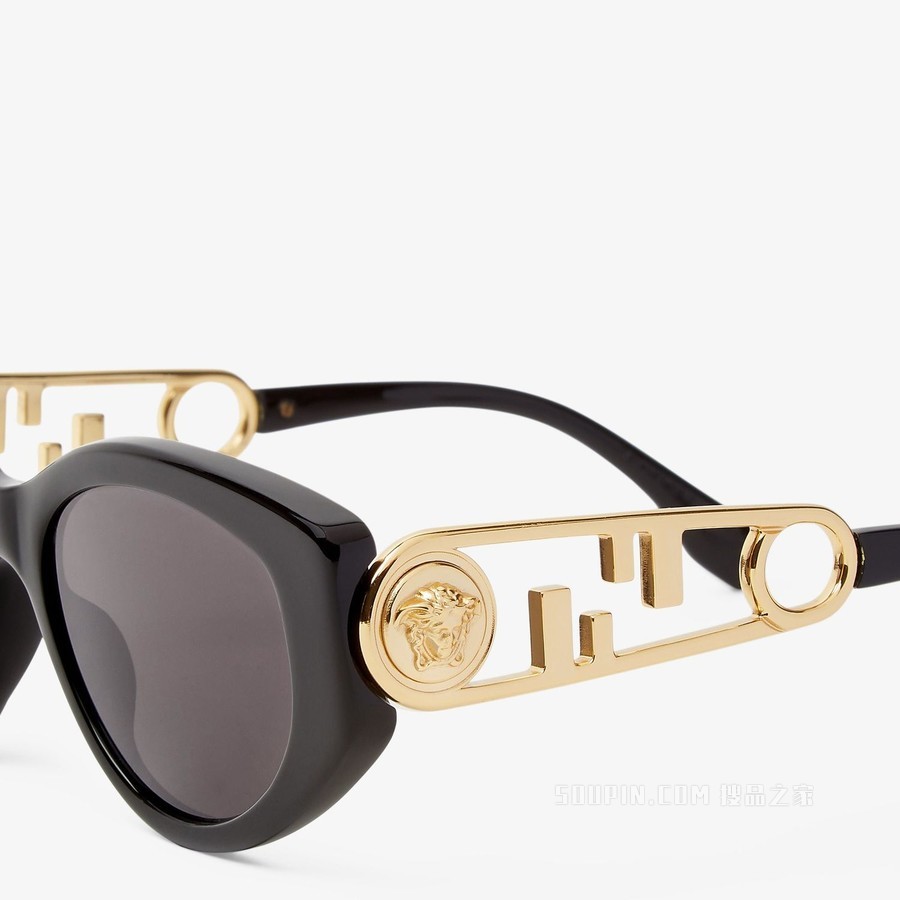 Fendi V2 Fendace黑色醋酸纤维太阳镜