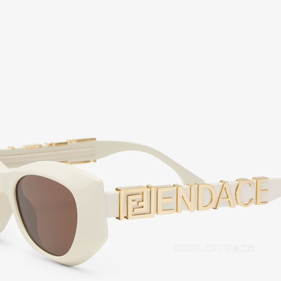 Fendi V1 Fendace Logo白色醋酸纤维太阳镜