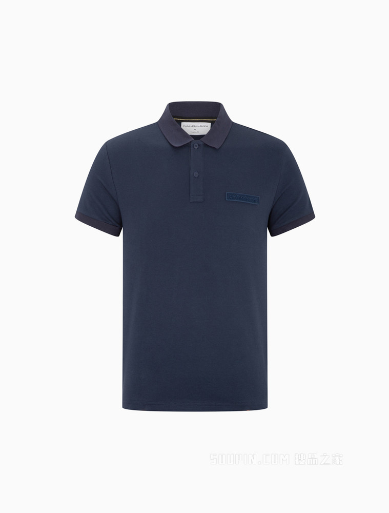 Calvin Klein 22春夏男时尚翻领立体LOGO贴片短袖POLO衫J320562