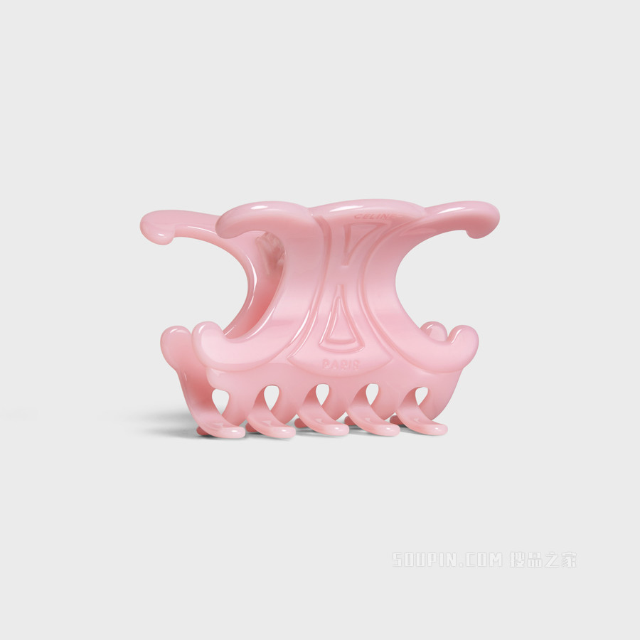 CELINE TRIOMPHE大号粉色醋酸纤维和铁合金发夹 24334