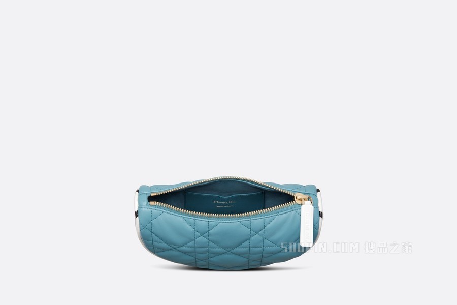 小号 Dior Vibe Hobo 手袋 天蓝色羊皮革超大藤格纹