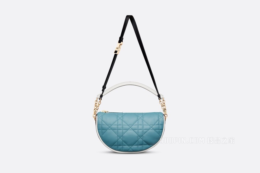 小号 Dior Vibe Hobo 手袋 天蓝色羊皮革超大藤格纹