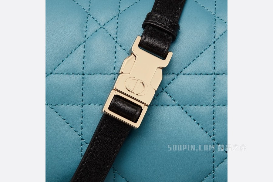 小号 Dior Vibe Hobo 手袋 天蓝色羊皮革超大藤格纹