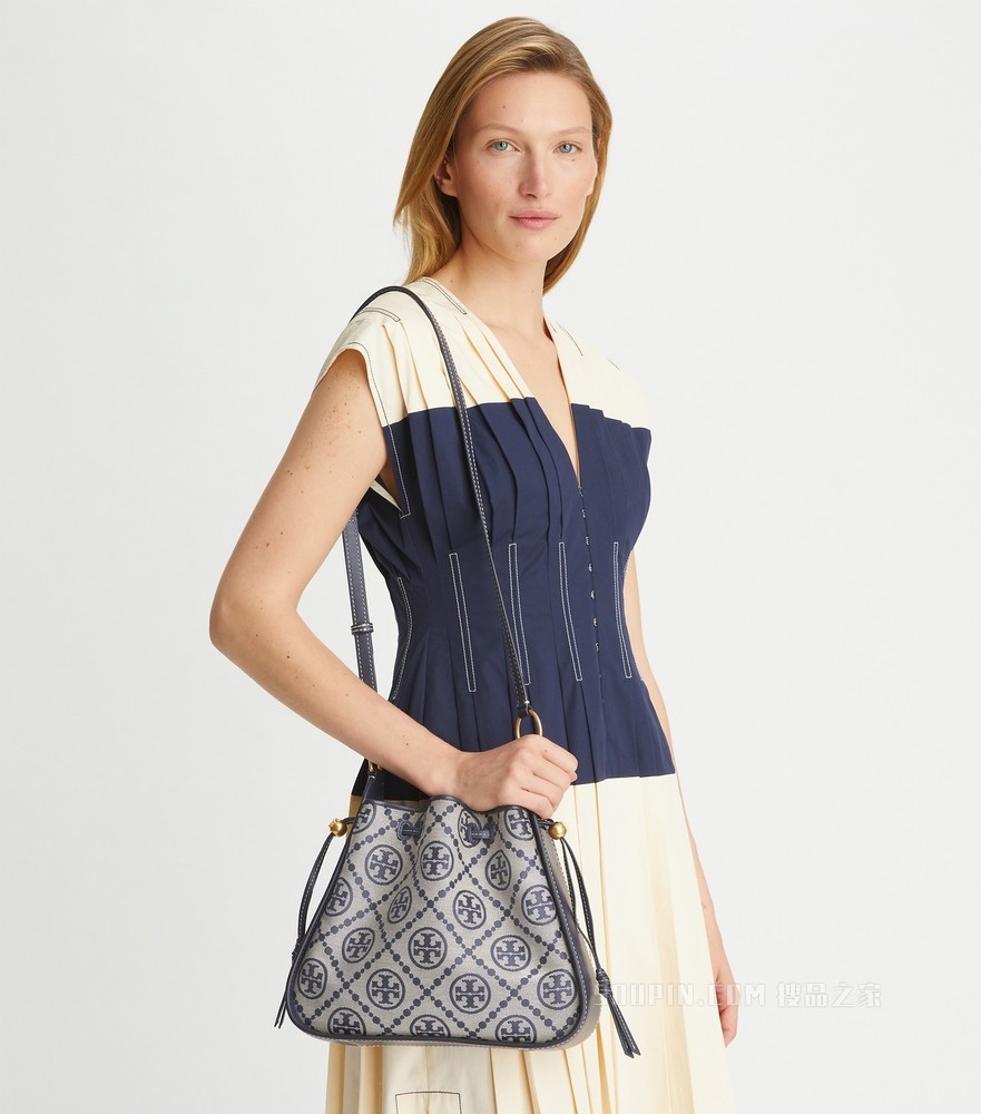 T Monogram 提花钟形包 Tory 海军蓝