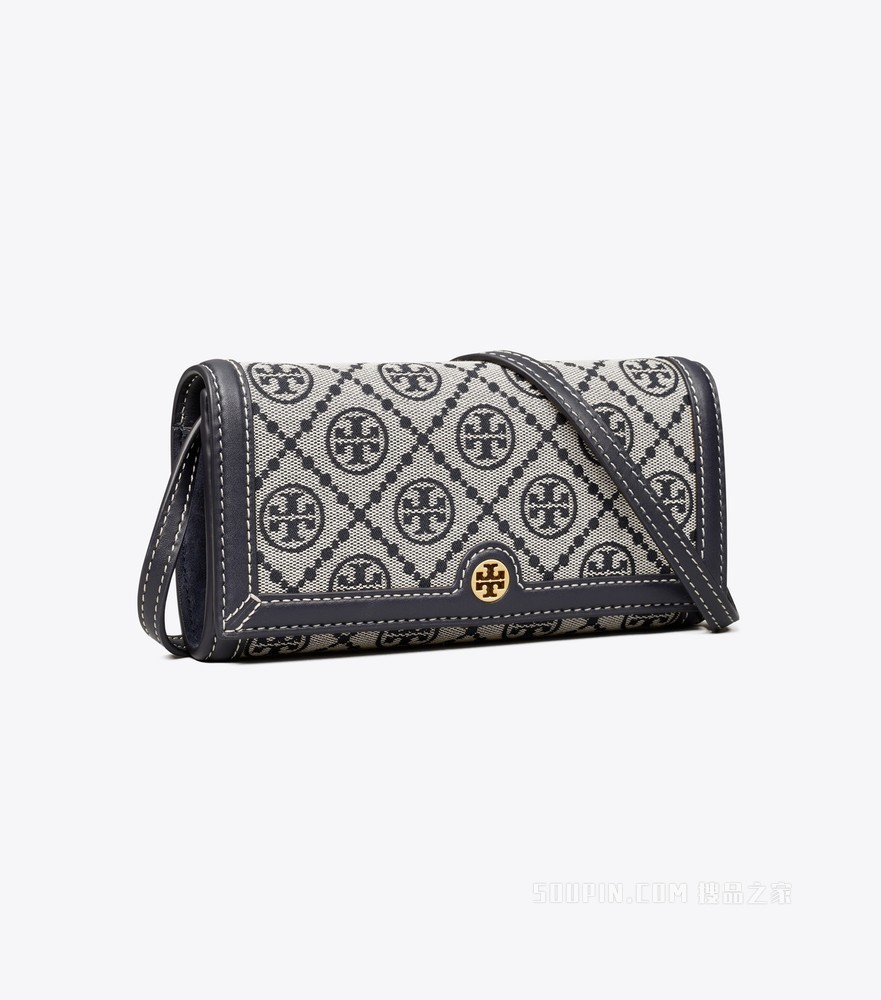 T Monogram 提花斜挎钱夹 Tory 海军蓝