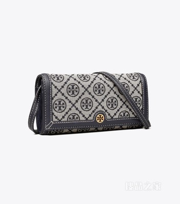 T Monogram 提花斜挎钱夹 Tory 海军蓝