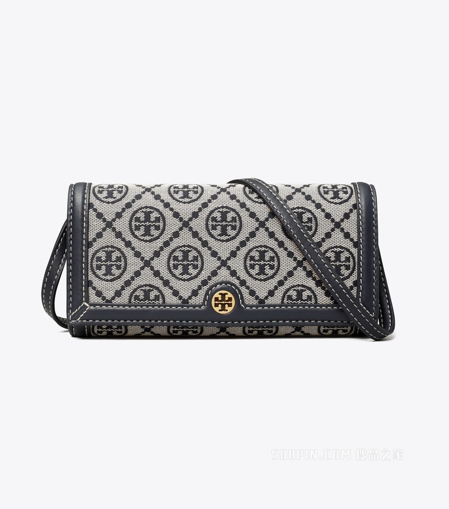 T Monogram 提花斜挎钱夹 Tory 海军蓝