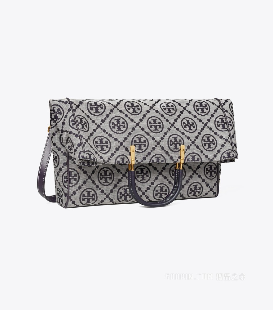T Monogram 提花折叠托特包 Tory 海军蓝