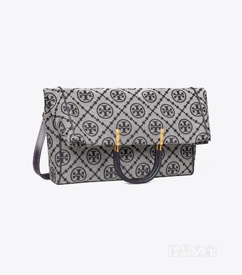 T Monogram 提花折叠托特包 Tory 海军蓝