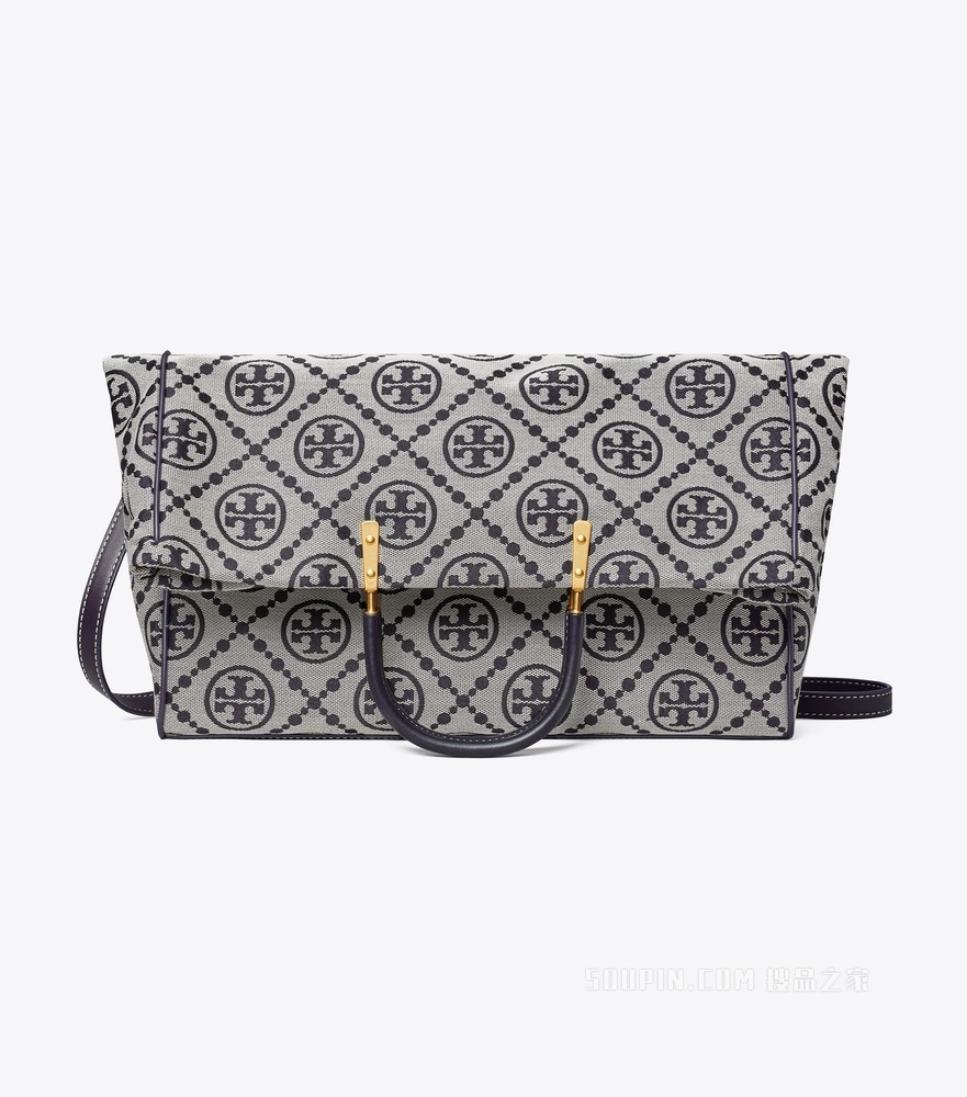 T Monogram 提花折叠托特包 Tory 海军蓝