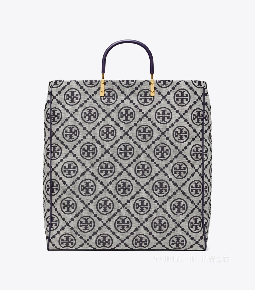 T Monogram 提花折叠托特包 Tory 海军蓝