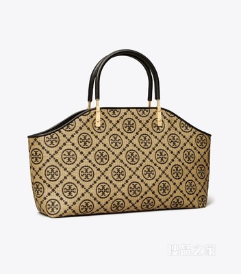 T Monogram 小号编织提篮托特包 黑色