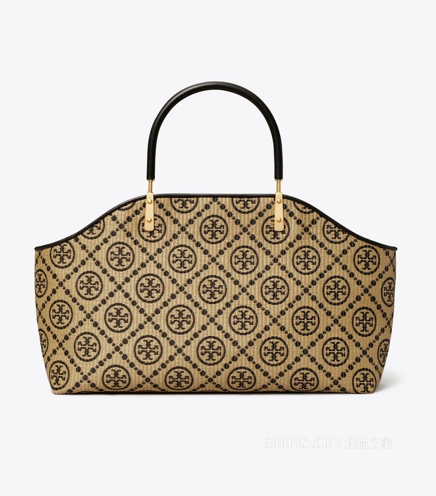 T Monogram 小号编织提篮托特包 黑色