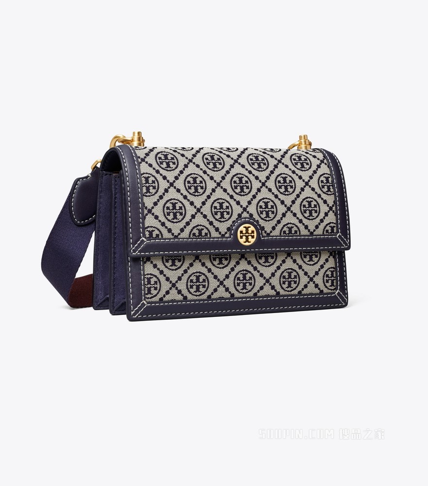 T Monogram 小号提花肩背包 Tory 海军蓝