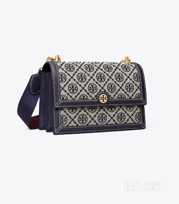 T Monogram 小号提花肩背包 Tory 海军蓝