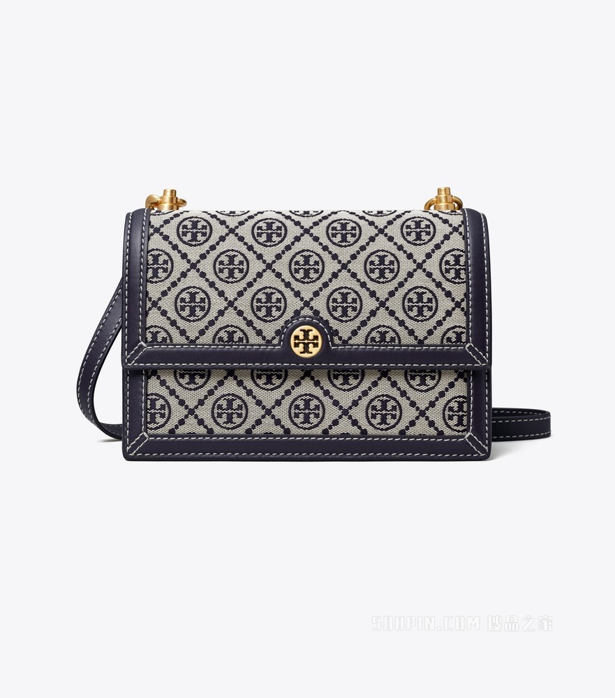 T Monogram 小号提花肩背包 Tory 海军蓝