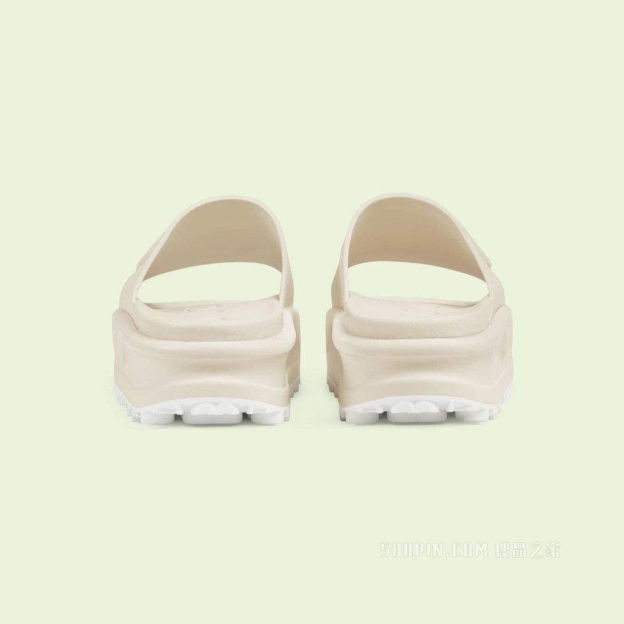 女士互扣式双G拖鞋 米白色橡胶