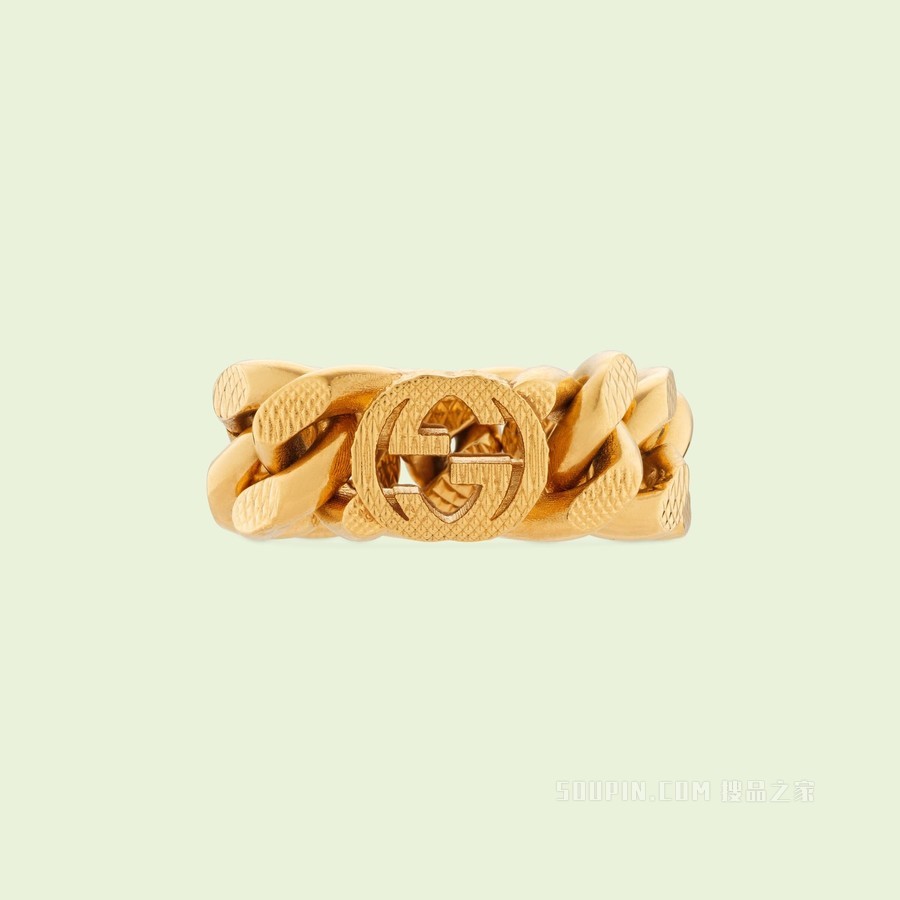 互扣式双G马衔索式戒指 黄金色调金属