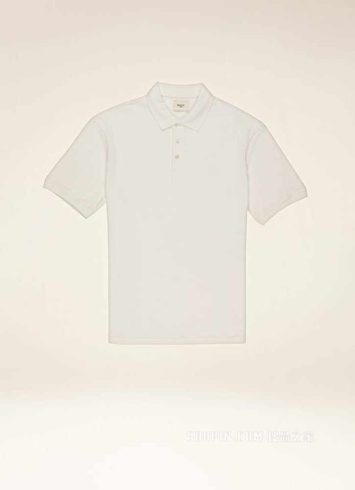 B-Chain Polo 衫 骨白色棉质上衣