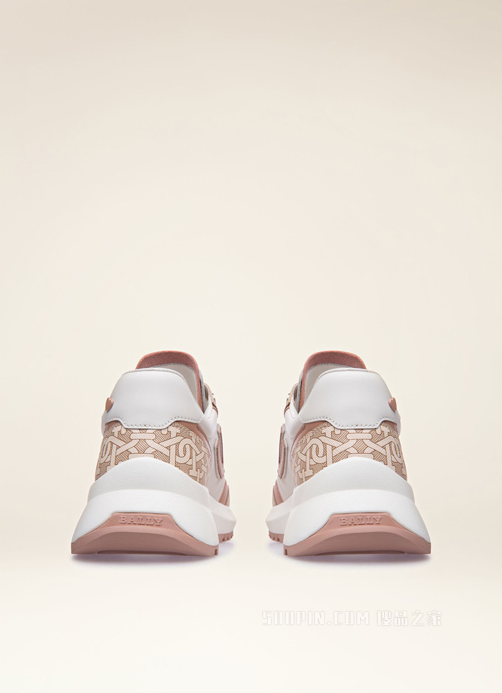 Demmy 浅粉色拼白色皮革与 TPU 运动鞋