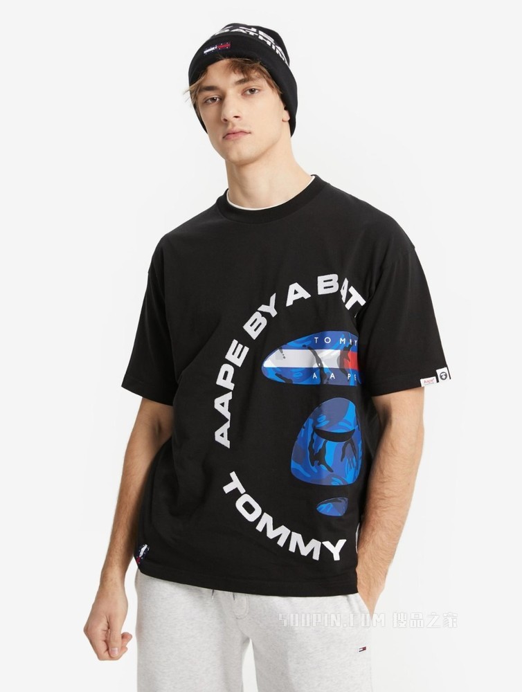 Tommy【AAPE联名】22新款春夏纯棉迷彩印花LOGO短袖T恤DM0DM13725