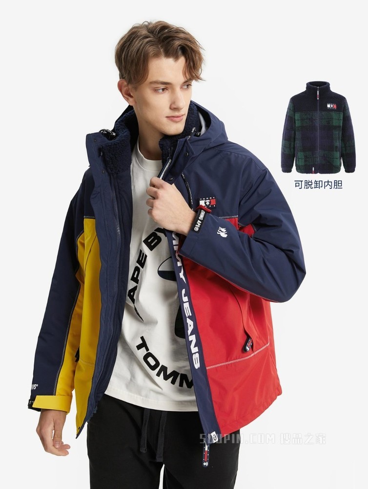 Tommy【AAPE联名】22新款春季二合一仿羊羔绒内胆夹克外套13720