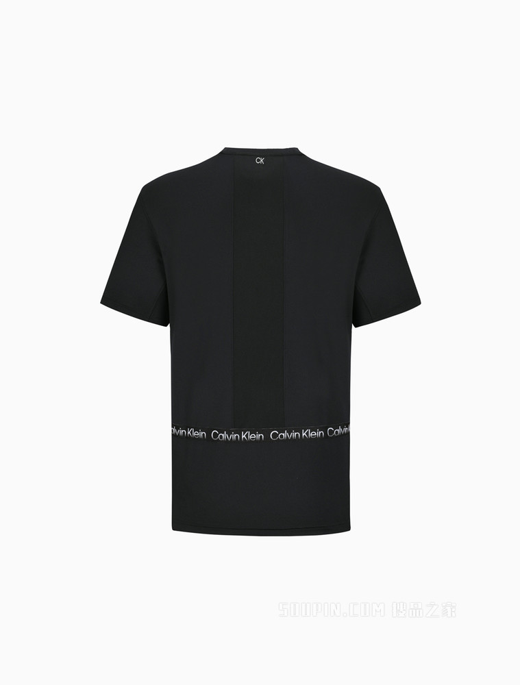 Calvin Klein 22春夏男士透气网眼拼接循环LOGO织带运动短袖T恤4MS2K113