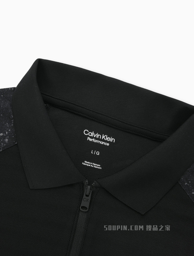 【预估到手价630】Calvin Klein 22春夏男士泼墨印花拼接插肩袖拉链翻领短袖Polo衫4MS2K131