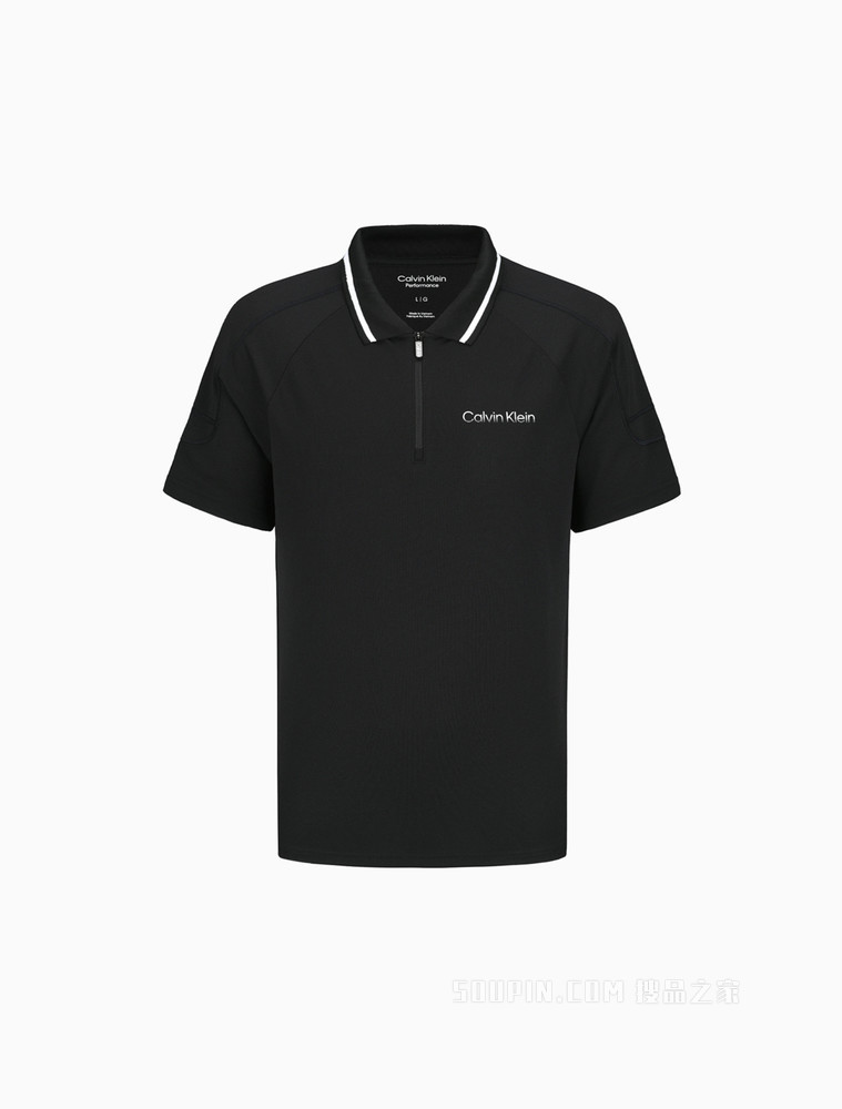 【预估到手价630】Calvin Klein 22春夏男士休闲拉链翻领循环LOGO织带短袖Polo衫4MS2K112